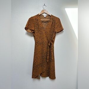 J. Crew Animal Print Wrap Dress - Burnt Orange/Navy